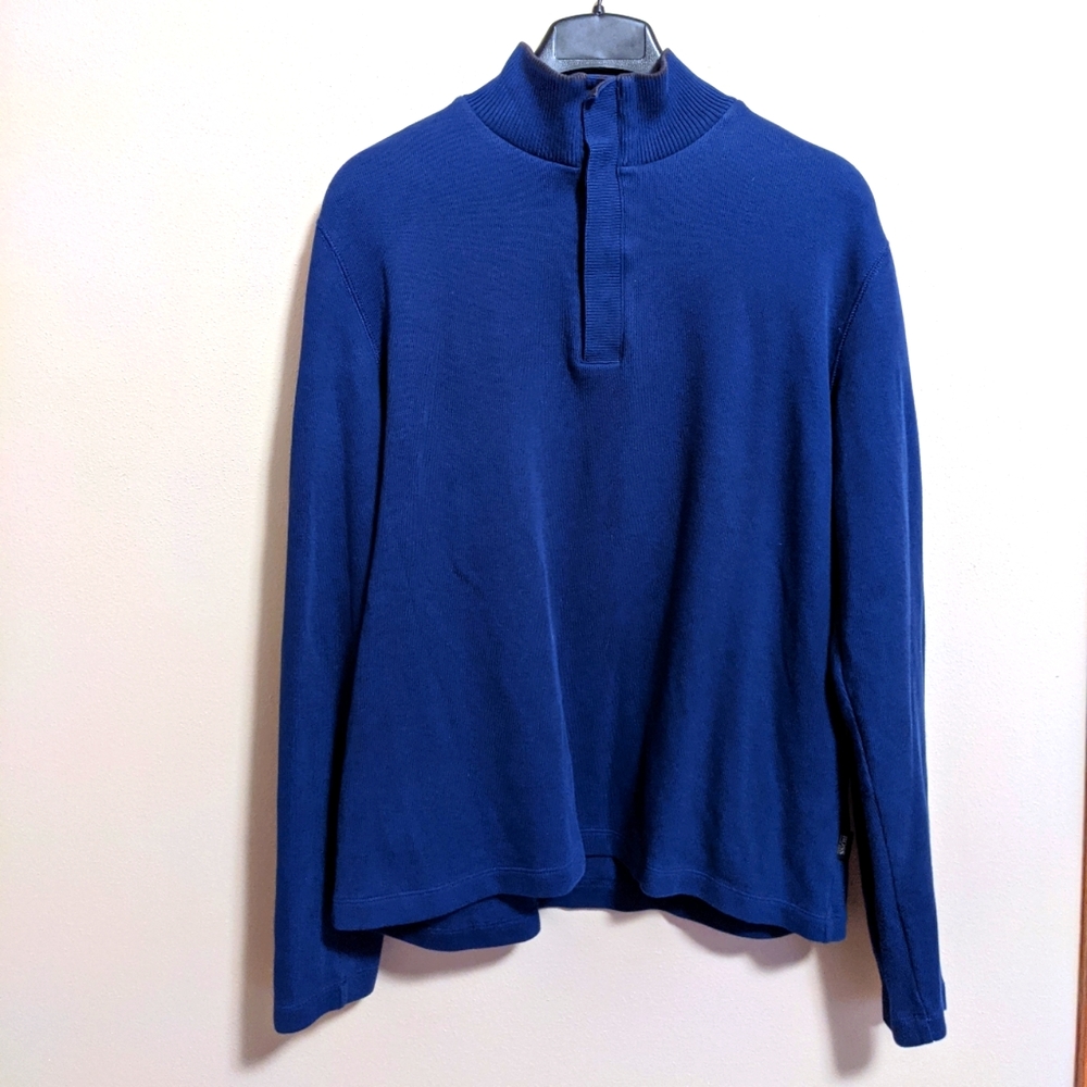 HUGO BOSS Men's Blue Sweater Button Neck Size L